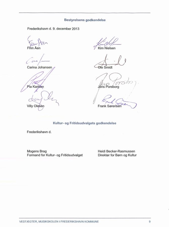 Bestyrelsens godkendelse, Frederikshavn d. 9. december 2013