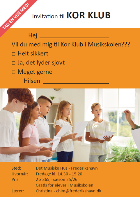 Invitation til Kor Klub i Det Musiske Hus